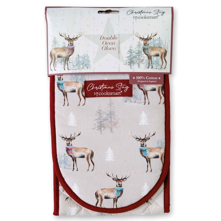 Cooksmart Christmas Stag Double Oven Glove – Food Preparation Accessory