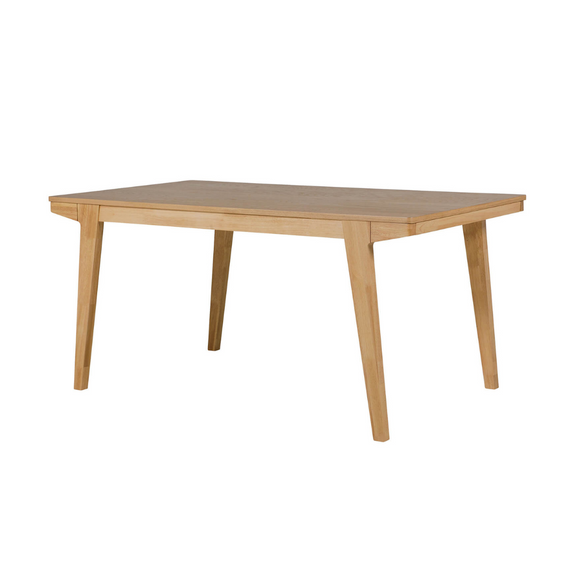 Elegant wooden dining table with lacquered finish.