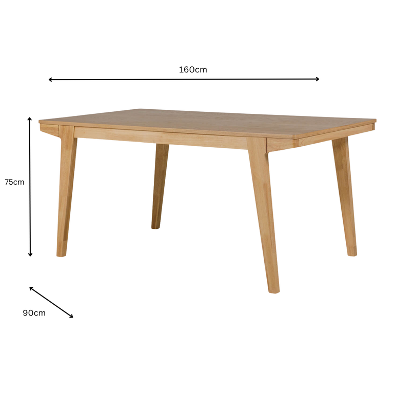 Cooper Dining Table 160cm Light Oak Rectangle Wooden Dining Table for 6 by VIDA