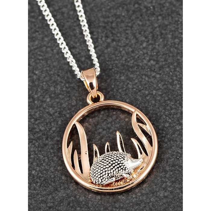 Country Hedgehog Round Two Tone Necklace