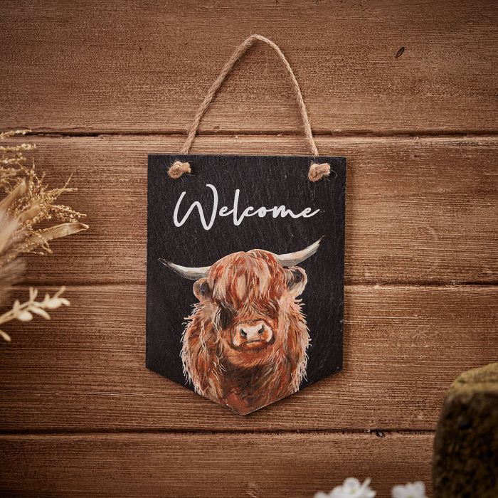 Dougal Highland cow Welcome Plaque