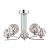 Cradle 5 Light Semi Flush Polished Chrome With Closed Organic Smoked Glass with turned on light