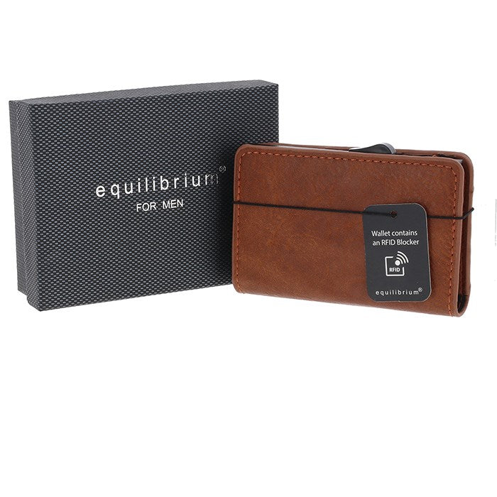 Men Pop Up Credit Card & Coin Wallet Tan