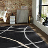 Cruz Bohemian Rug Black 01 close view picture in the living room