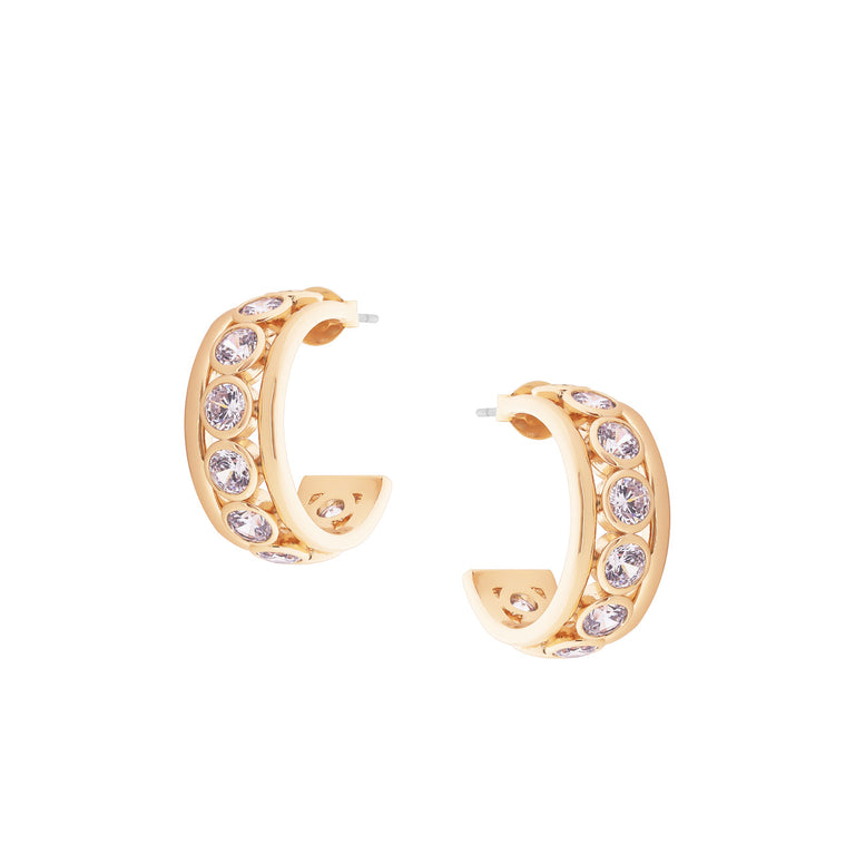 Tipperary Crystal Crystal Set Hoop Earrings Gold