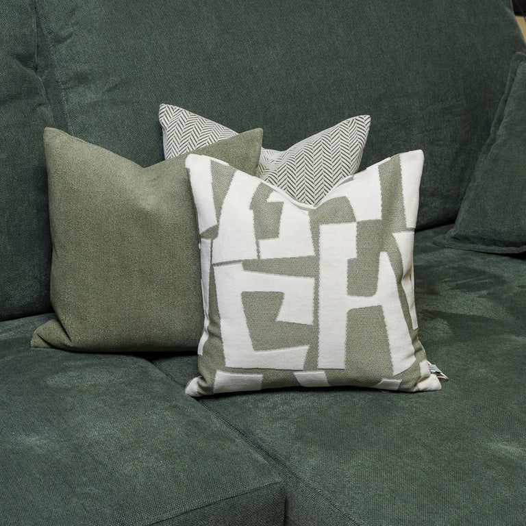 Cushion F+H Studio Plain Solara Avocado 45x45cm - Green Home Decor Accent