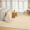 DKNY Pure Rows DKP12 Rug ROW01 Ivory Beige lifestyle picture in the bedroom