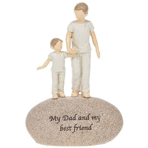 Sentimental pebble gift Dad Rocks Dad & Son figurine