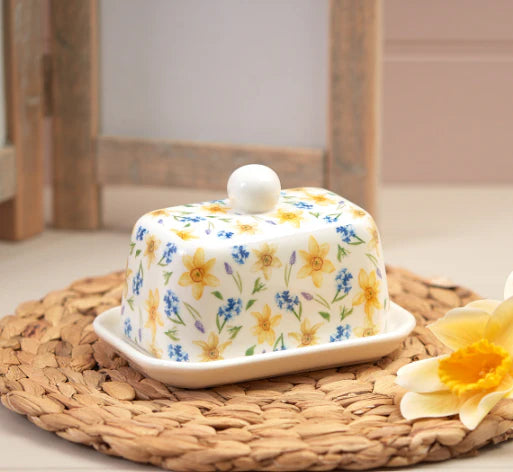 Daffodil and Hyacinth Repeat Butter Dish