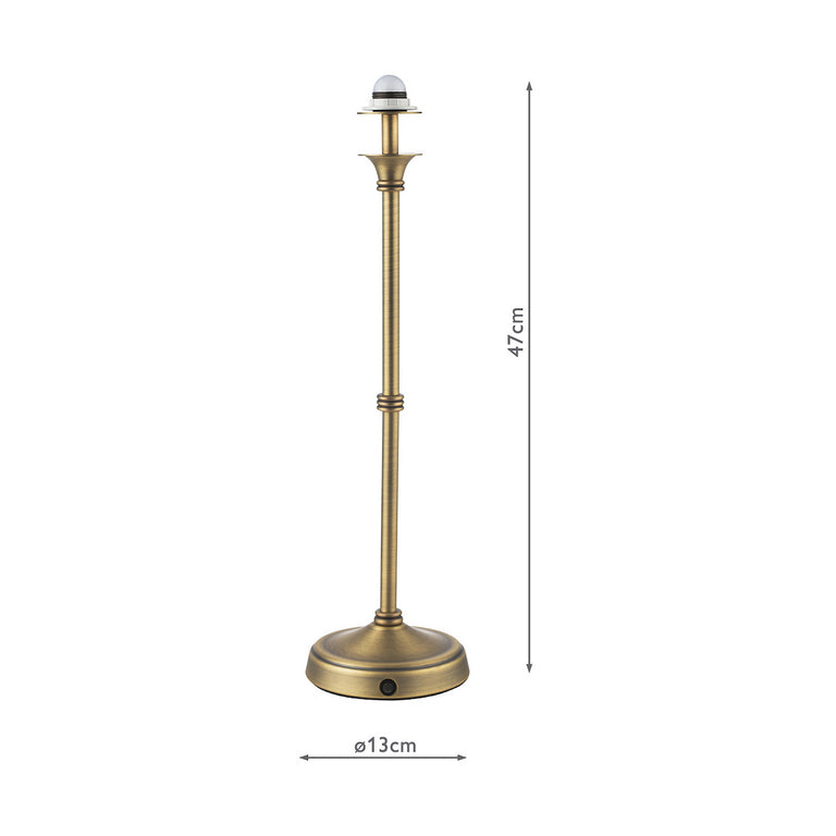 Dahl Rechargeable Table Lamp Antique Brass Base Only LED