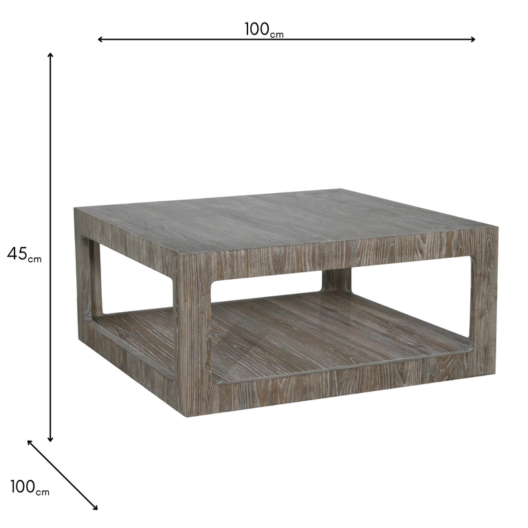 Dakota Coffee Table - Square Grey Driftwood Living Room Table