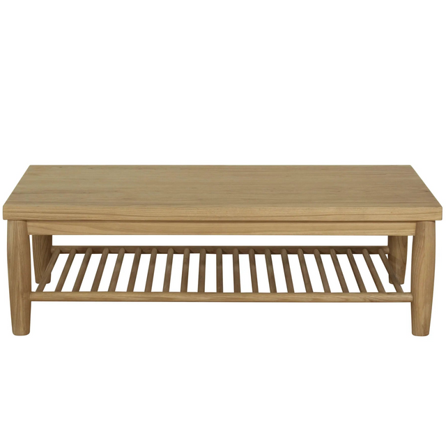 Dakota Coffee Table With Shelf Oak - Rectangular Wooden Living Room Table