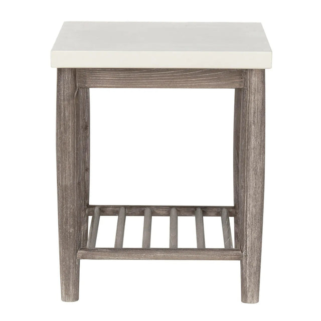 Dakota End Table With Shelf - Square Wooden Side Table With White Tabletop
