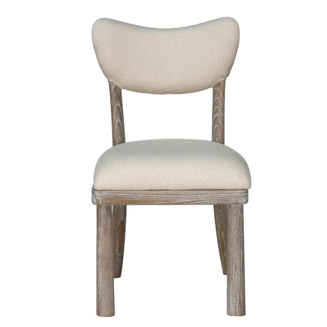 Dakota Fabric Dining Chair - Natural Oak Linen Kitchen Chair