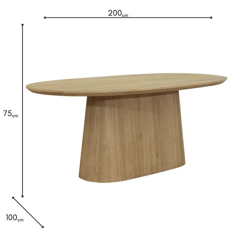 Dakota Oval Dining Table 200cm Oak - Modern Wooden Kitchen Table