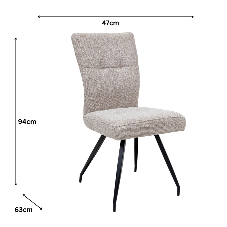 Dalila Fabric Dining Chair Cobble Natural Pair