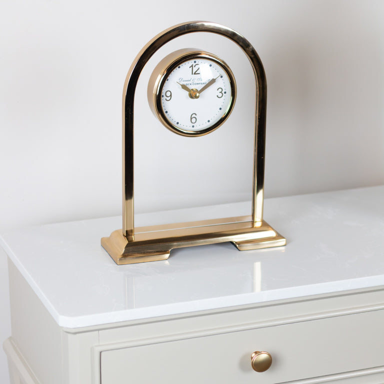 Daniel and Ashley Glass Mantel Clock Gold 29 cm