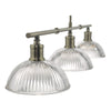 Dara 3 Light Bar Pendant Antique Brass picture of the bar with 3 glass shades on it