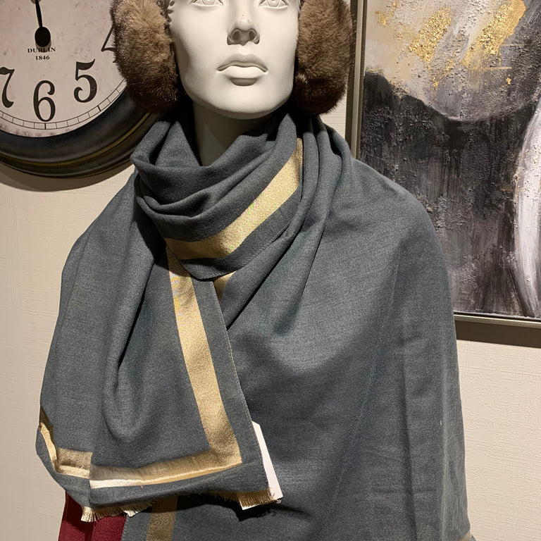 Dark Grey and Gold Scarf