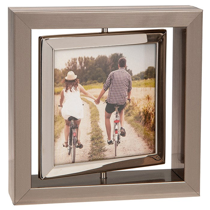 Dark Silver Spin Photo Frame 4x4