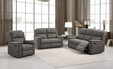 Dartmoor 3 Seater Sofa Recliner Grey life style photo with armchair and 2 seater sofa