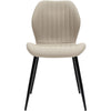 David Dining Chair Stone Pair with a vertical stitching and black metal legs