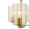 Daylin 3 Light Pendant Satin Gold and Amber Ribbed Glass close view picture of the glass shades