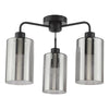 Daylin 3 Light Semi-Flush Satin Black and Smoked Ribbed Glass picture on the white background