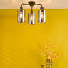 Daylin 3 Light Semi-Flush Satin Black and Smoked Ribbed Glass life style picture