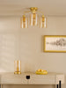 Daylin 3 Light Semi-Flush Satin Gold and Amber Ribbed Glass great for any interiors