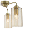 Daylin 3 Light Semi-Flush Satin Gold and Amber Ribbed Glass close view picture of the glass shade