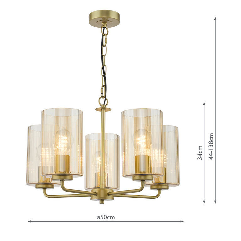 Daylin 5 Light Pendant Satin Gold - Ceiling Fitting Collection