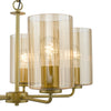 Daylin 5 Light Pendant Satin Gold and Amber Ribbed Glass close view picture of the glass shades