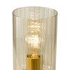 Daylin Table Lamp Satin Gold and Amber Ribbed Glass close view picture of the glass shade