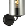 Daylin Wall Light Satin Black and Smoked Ribbed Glass close view picture of the metal fitting plate