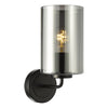 Daylin Wall Light Satin Black and Smoked Ribbed Glass picture with turned on light
