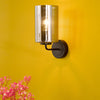Daylin Wall Light Satin Black and Smoked Ribbed Glass life style picture