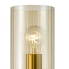 Daylin Wall Light Satin Gold and Amber Ribbed Glass close view picture of the glass shade