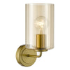 Daylin Wall Light Satin Gold and Amber Ribbed Glass picture with turned on light