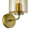 Daylin Wall Light Satin Gold and Amber Ribbed Glass close view picture of the gold metal fitting plate