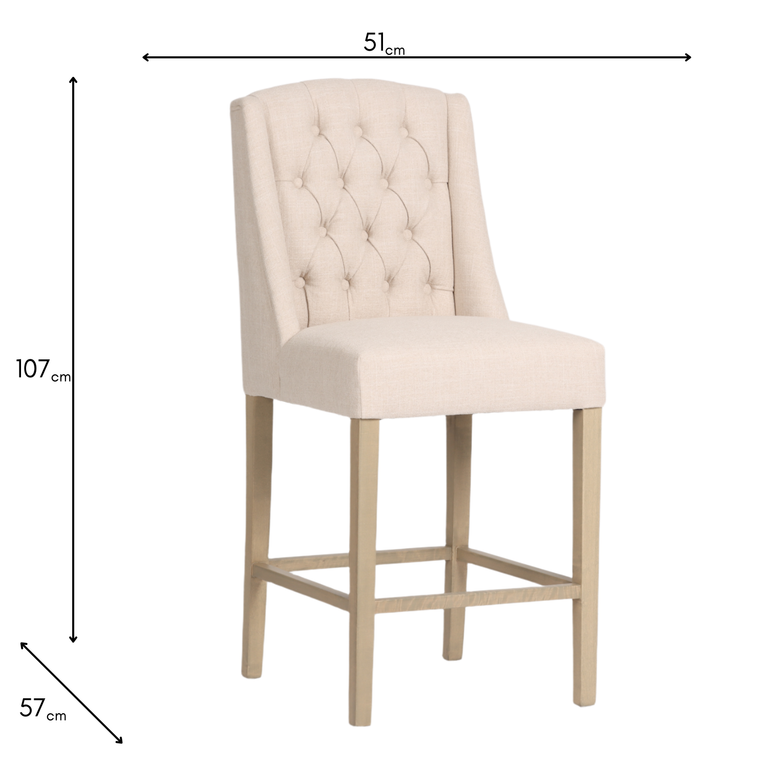 Daytona Counter Stool Beige - Fabric Kitchen Bar Stool