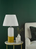 Deandra Table Lamp Yellow and White Art Glass life style picture with a shade
