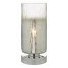 Deena Touch Table Lamp Polished Chrome Crackle Glass picture with switched on light