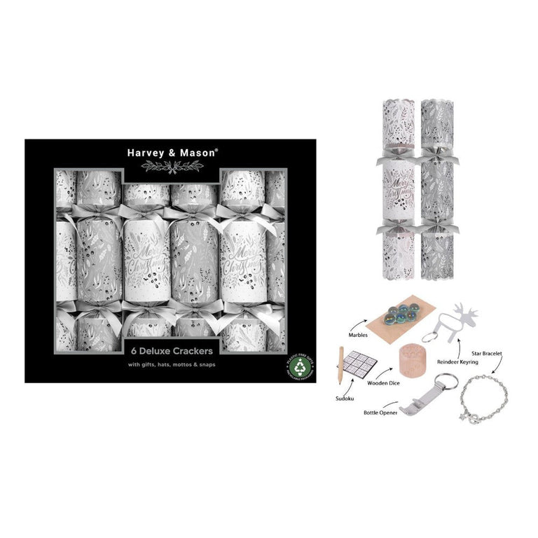 Deluxe Silver Foliage Christmas Crackers
