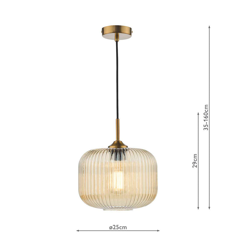 Demarius Pendant Polished Chrome/Clear Glass - Ribbed Glass Lighting