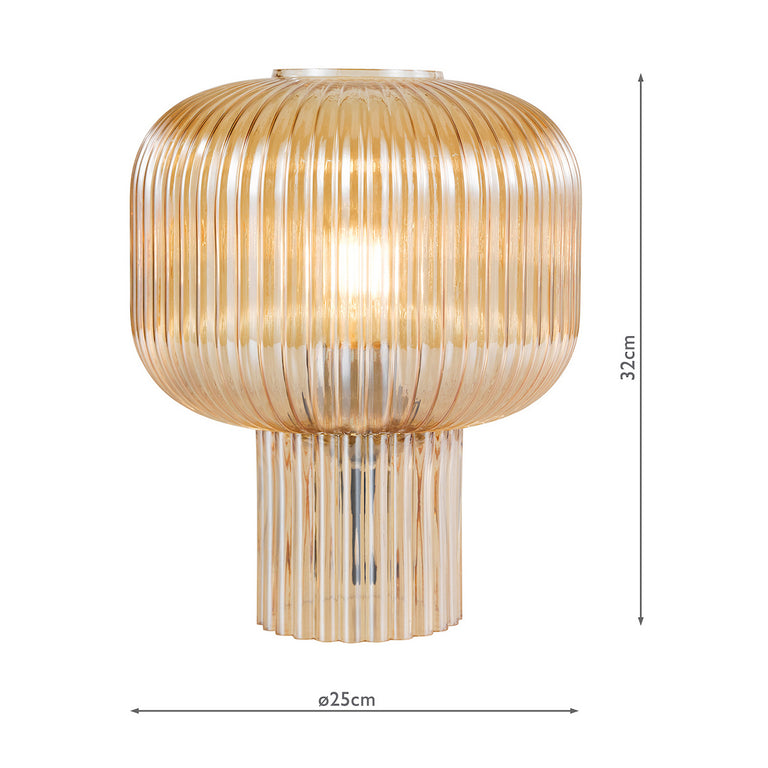 Demarius Table Lamp Amber Ribbed Glass - Elegant Lighting Collection