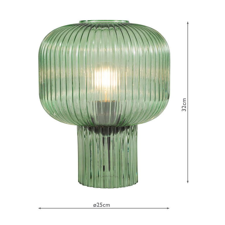 Demarius Table Lamp Green Ribbed Glass - Modern Lamp for Table
