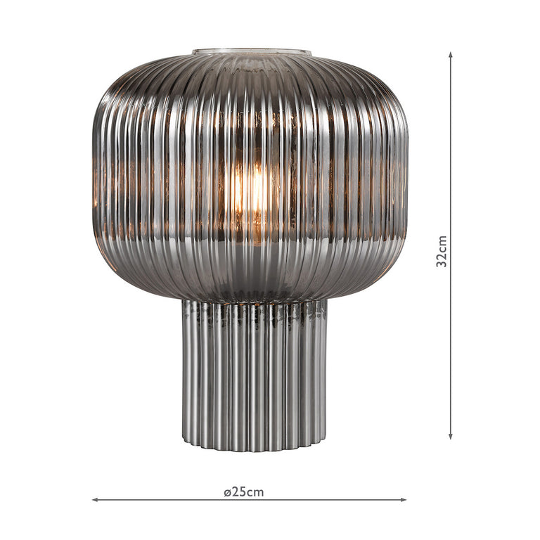 Demarius Table Lamp Smoked Ribbed Glass - Stylish Home Decor Lighting