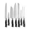 Denby 8 Piece Knife Block Set Walnut picture of the all knives that set includes