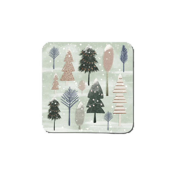 Denby Christmas Forest Sage Set of Coasters 6 Picture on White Background